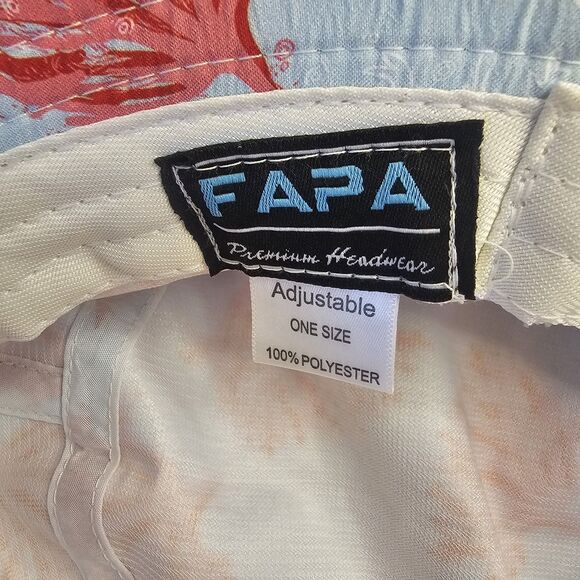 Fapa Bucket Hat Blue And Red Coral Pattern Rounded Crown One Size Beachy S0112 - Picture 4 of 5